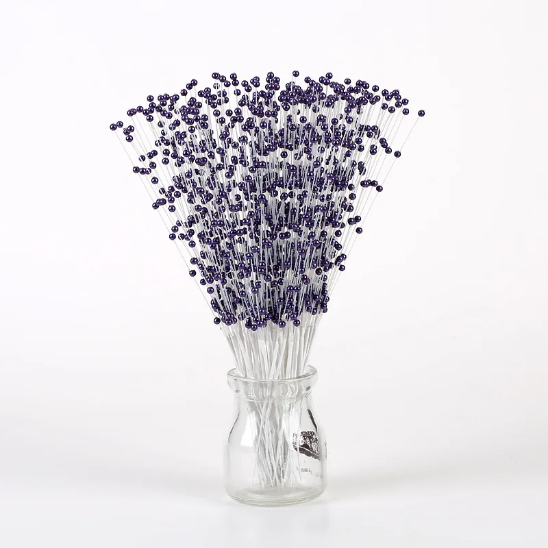 Purple as photo 100 шт./упак. наборы сделай сам DIY Свадебные украшения украшение ручной работы Веточка с перламутровыми бусинами бусины для украшение в виде свадебного букета Мода - Цвет: Purple as photo