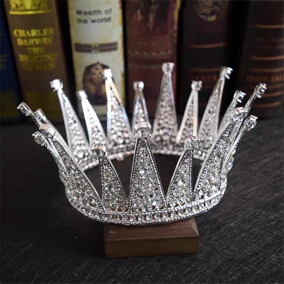 Silver Tiara Кристалл королевская Королева Король свадебная тиара Корона Мужчины/Женщины Театрализованное Пром Украшение для волос, невеста головной убор Свадебные украшения для волос аксессуар - Окраска металла: Silver Tiara