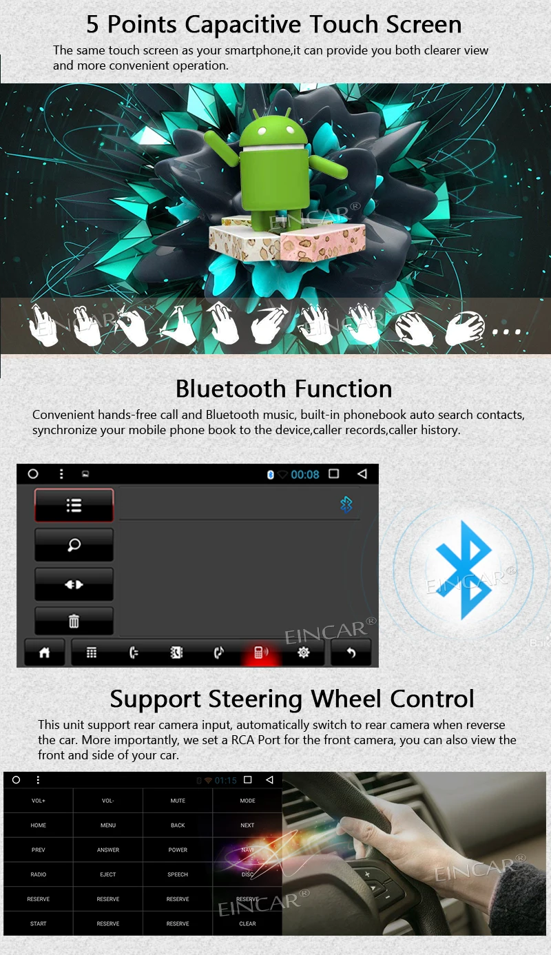 EinCar Android 7 1 Octa Core 2 ГБ 32 стерео Bluetooth Авторадио Видео Аудио плеер двойной Дин радио