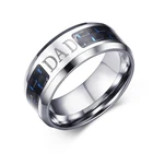 Мужское кольцо из нержавеющей стали, черное синее кольцо из углеродного волокна, с гравировкой, подарочное кольцо для папы, Счастливого дерева, рыбы