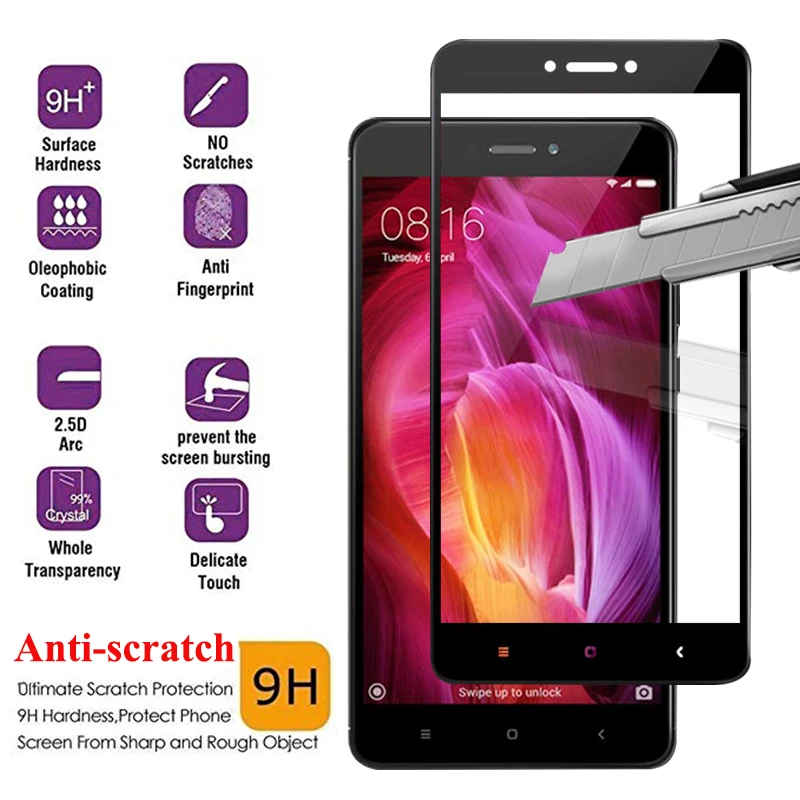 Защитная пленка для экрана redmi note 4 4x xiaomi ksiomi x4 x redme note4 note4x glas | Мобильные телефоны и