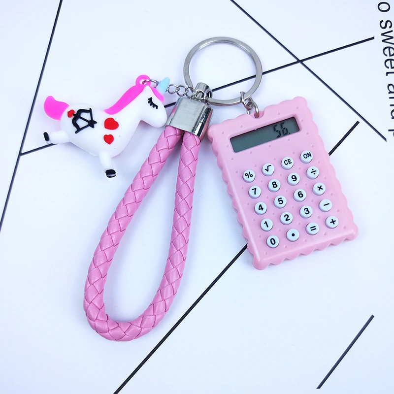 Новинка пара мультяшный единорог цифры электронный калькулятор лошадка брелок