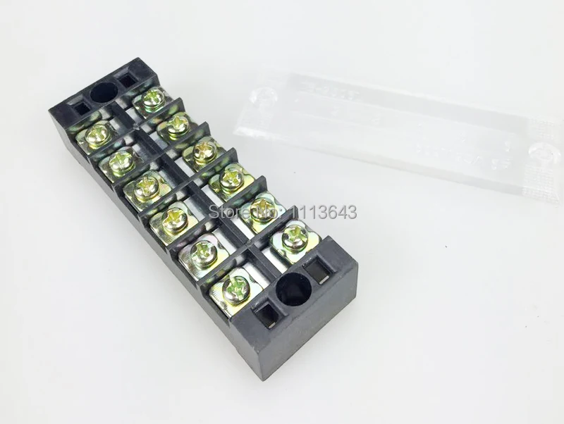 Горячая 3 шт. 6 позиций два ряда покрытый барьер винтовой клеммный блок|terminal block|screw