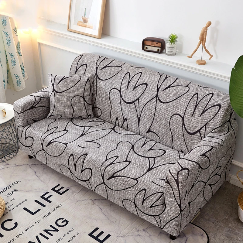 Полноразмерный чехол для дивана с геометрическим рисунком большой эластичный