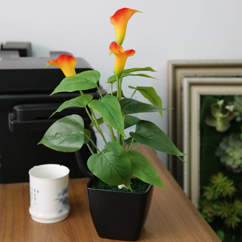 NuoNuoWell Искусственный Горшок Anthurium 16 ''(40 см) Настоящий сенсорный офисный стол Бонсай цветочный стол орнамент Калла Лилия завод