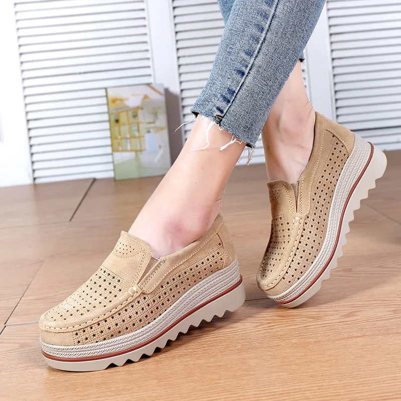 Женские замшевые туфли на платформе темно синие повседневные слипоны плоской