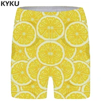kyku lemon shorts women fruit short pants cool yellow 3d printed shorts casual sexy ladies shorts womens summer fashion new