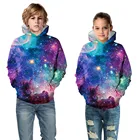 Толстовка с капюшоном для девочек и мальчиков, детский пуловер с 3d-изображением планеты, с красочным космическим принтом Галактики, свитшот, Осень-зима