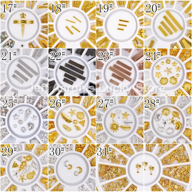 1 колесо золотые серебряные полые 3D украшения для дизайна ногтей Смешанная