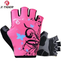 x tiger women cycling gloves non slip breathable women summer sports bike 3d gel pad bicycle cycling half finger gloves