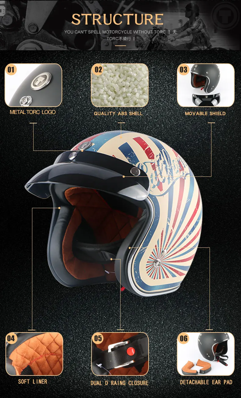 TORC moto rcycle шлем винтажный с открытым лицом мото rbike moto cross jet Ретро персонализированный шлем capacete moto брендовый шлем