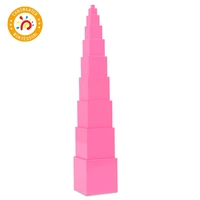 montessori baby toys wooden materials pink tower paper pink card baby toy early childhood learning education preschool for kids