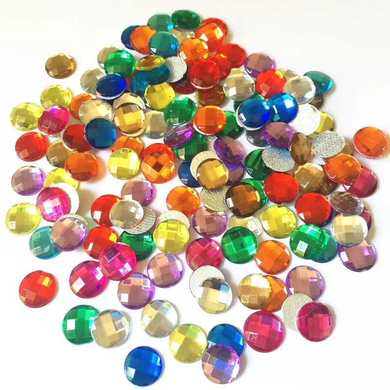 50 шт 9 мм Смешанные Цвета Flatback Акриловые круглые стразы кристалл и камень для