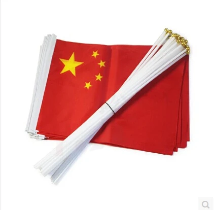 Promotion Wholesale Chinese flag hand wave flags 14 * 21CM decorative celebration-quality polyester free shipping | Дом и сад