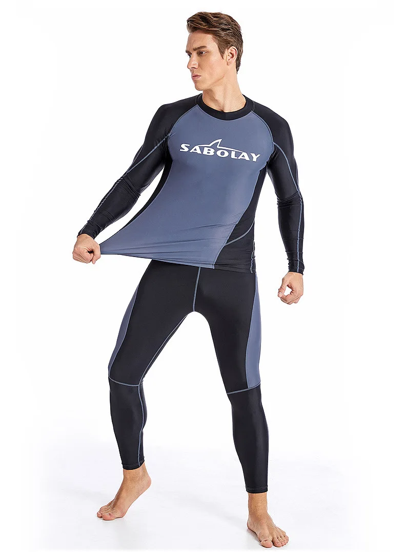 Sabolay рубашка для плавания для мужчин rhguard lycra surf uv с длинным рукавом для плавания рубашка купальники для мужчин с длинным рукавом |-f-| брюки одежда для серфинга