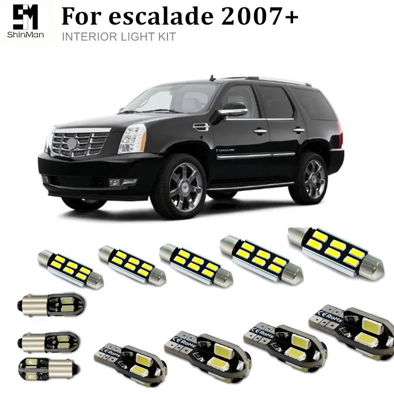 Shinman 19 шт. комплект светодиодных ламп для внутреннего освещения для Cadillac escalade 2007 + комплект светодиодных ламп для внутреннего освещения свет...