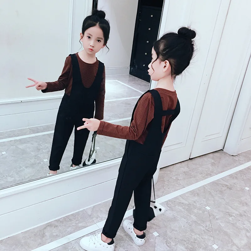 Модный детский комплект одежды для девочек из 2 предметов топ в полоску с