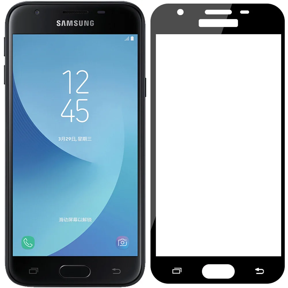Защитное стекло для экрана Samsung Galaxy J7 2017 2.5D Закаленное Полное J727 | Мобильные