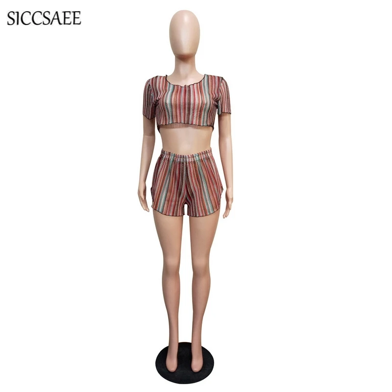 Укороченный топ и шорты комплект из двух предметов сексуальный Трикотажный боди