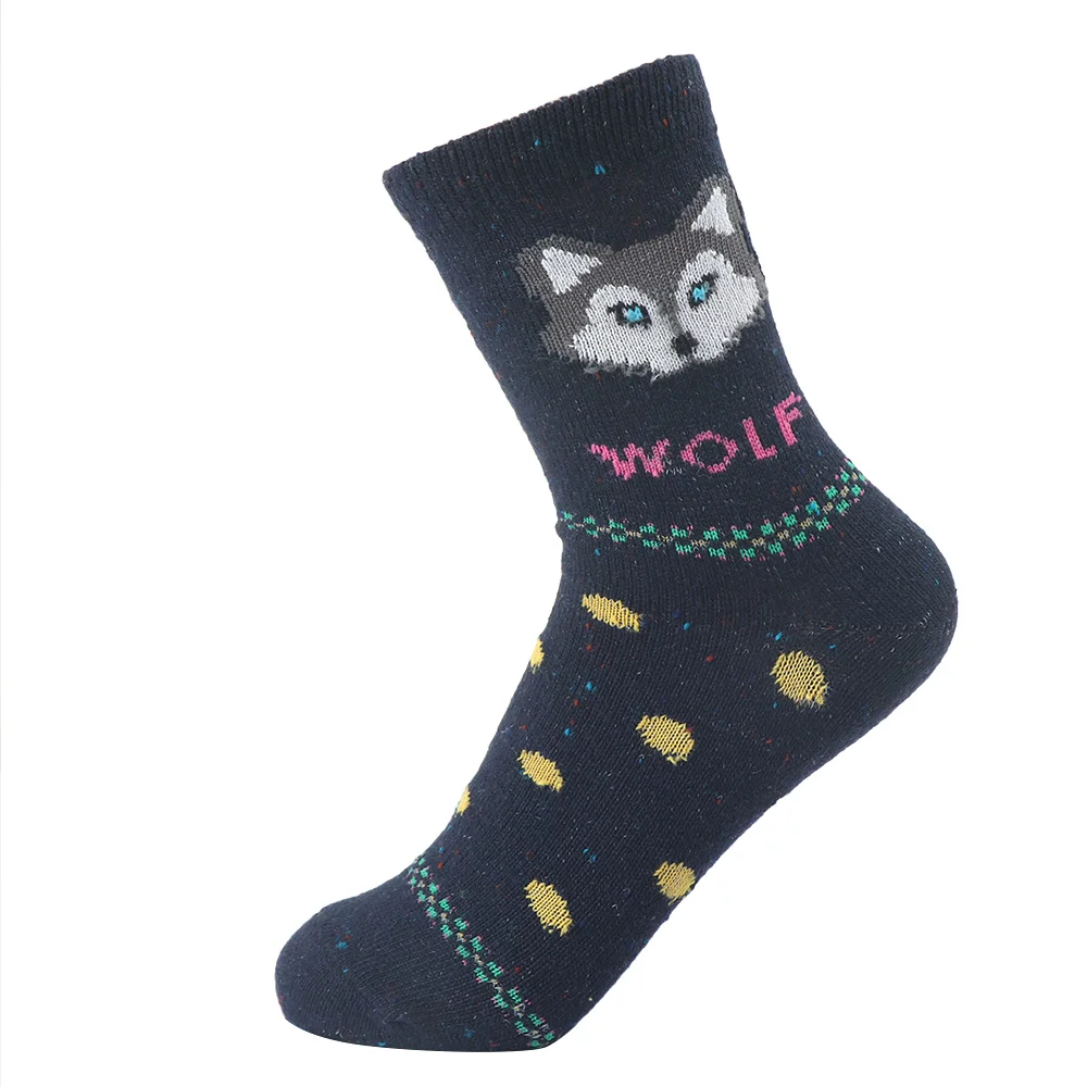 Женские хлопковые носки с винтажным рисунком волка женские шерстяные
