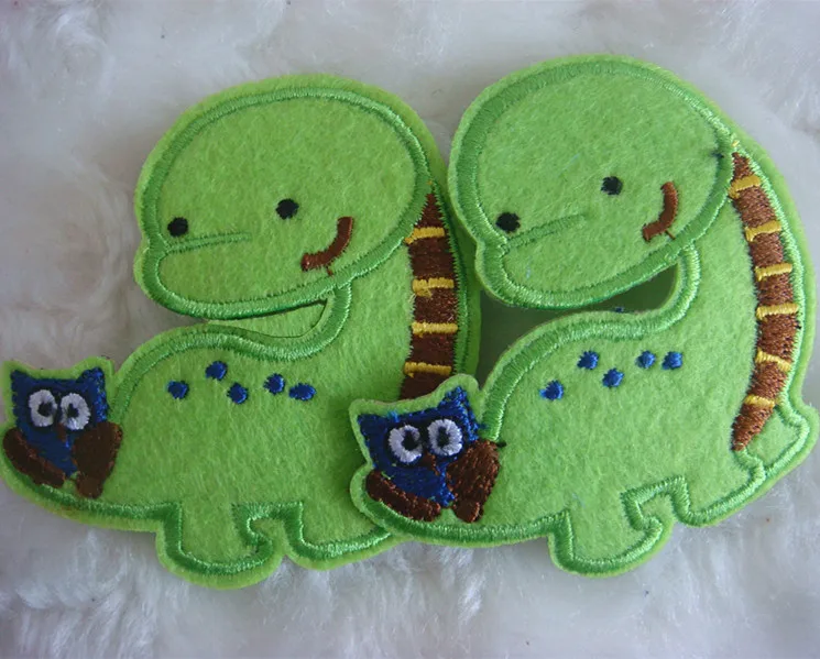1 шт. ткань с вышивкой Зеленый Динозавр своими руками утюгом аппликация нашивка