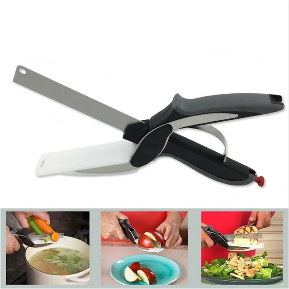 2 в 1 Multi Функция Кухня мясо Ножницы Ножи и доска Нержавеющая сталь Кухонные ножи