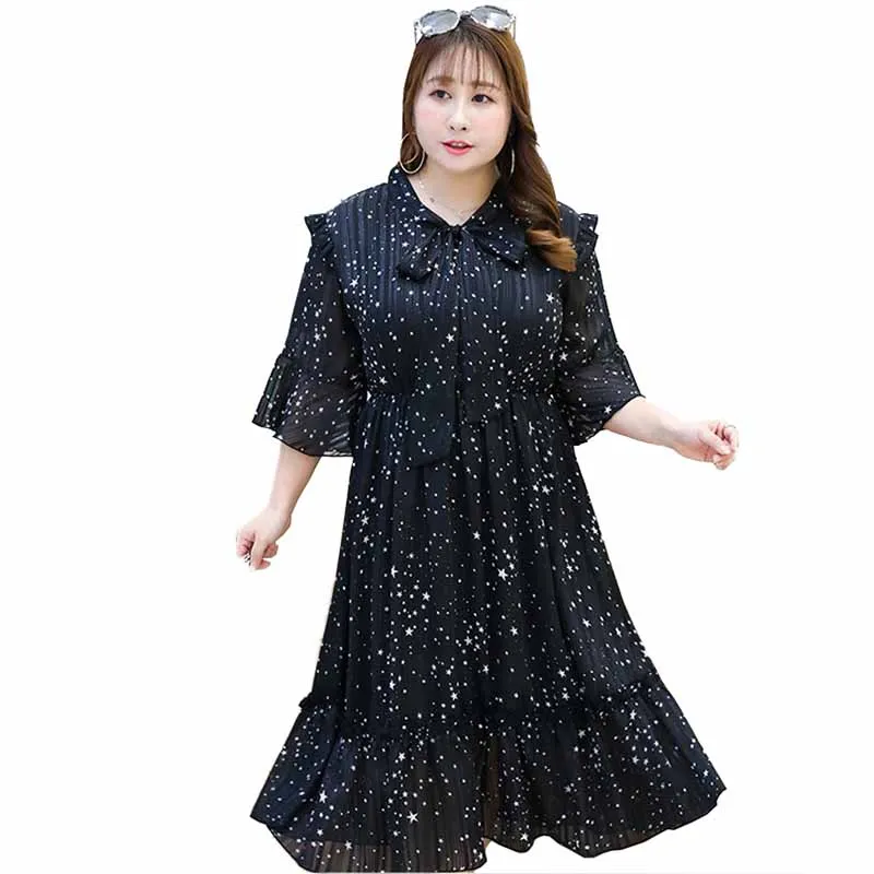 Женское шифоновое платье с оборками элегантное двухслойное макси принтом модель