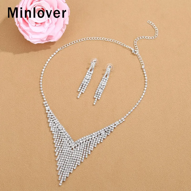 Женский комплект ювелирных изделий Minlover серебряное ожерелье с кисточками и
