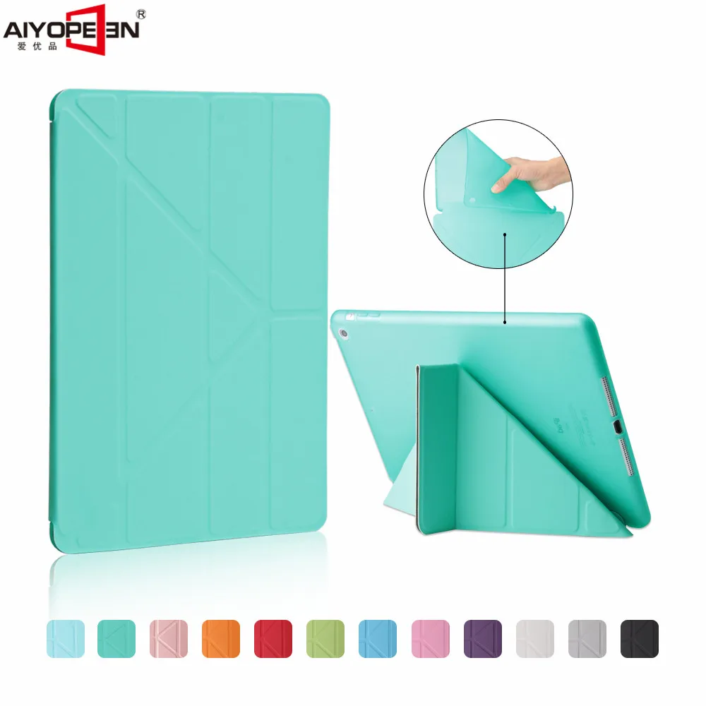 Для ipad 9,7 дюймов AIYOPPEN мягкий из термопластика чехол Smart cover Авто Режим сна/Пробуждение для ipad чехол Многофункциональная подставка держатель - Цвет: Green-1