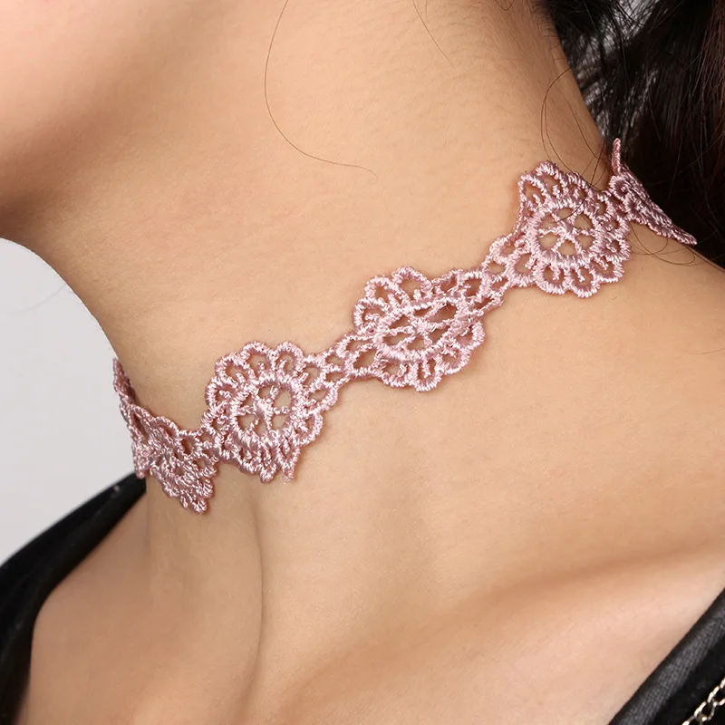 Готический розовый цветок кружева колье Цепочки и ожерелья личности Для женщин