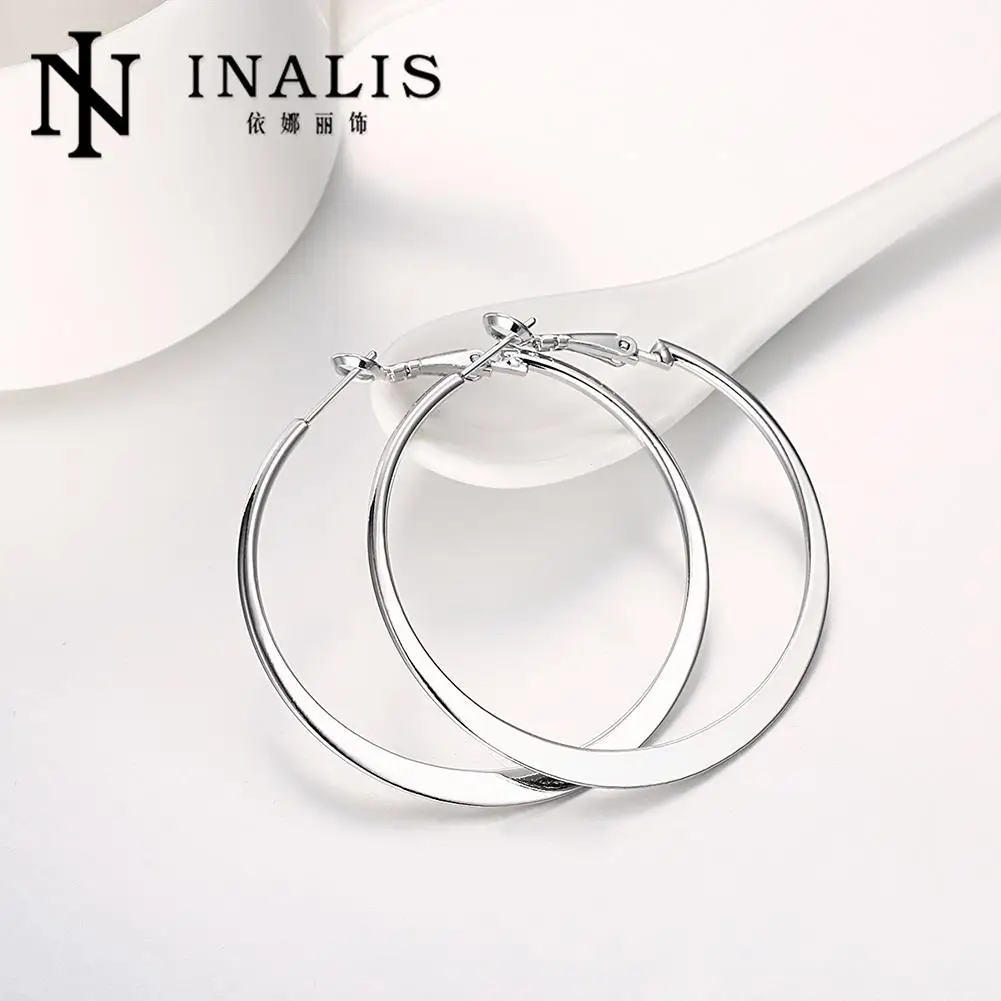 INALIS новые серебряные цветные тонкие гладкие Преувеличенные Большой круг обруч