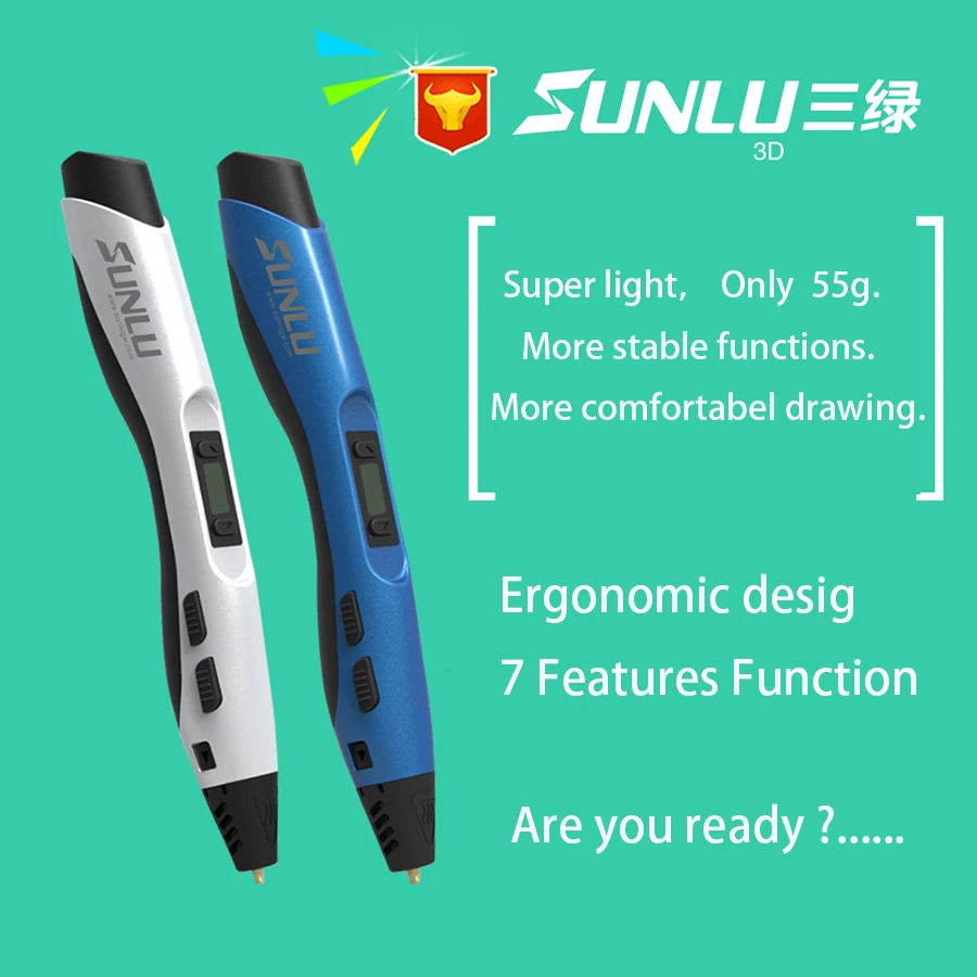 3D ручка SUNLU SL-300 + PLA нити оригинальный перо принтер 20 цветов с 4 Luminouse свет |