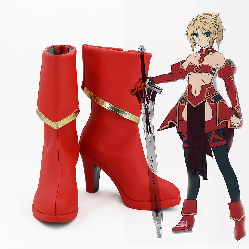 Сапоги для косплея Fate/Apocrypha morжелд красные ботинки Хэллоуина мужчин и женщин на