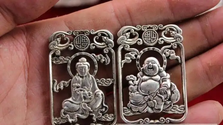 Античная старая Серебряная медная статуя Miao тибетского бренда kylin подвеска