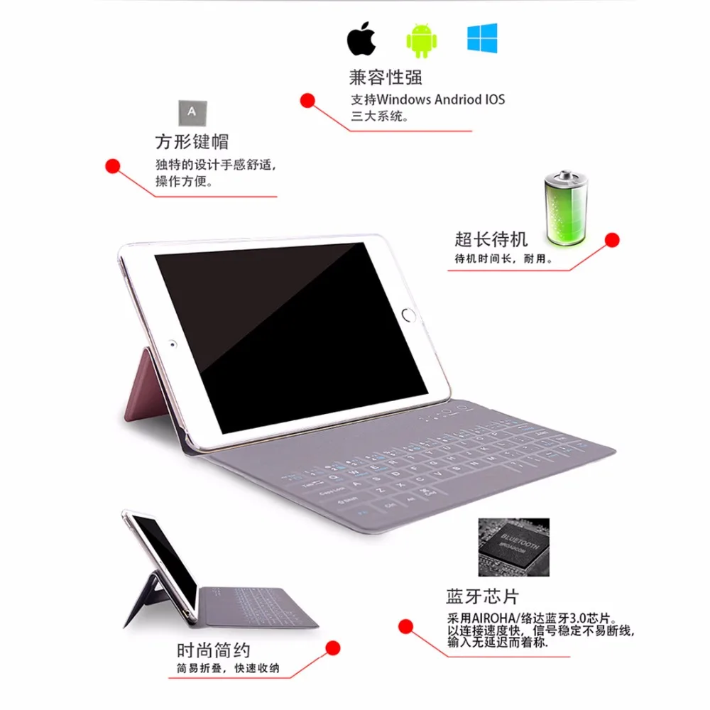 Для iPad клавиатура Портативный Смарт Флип Bluetooth Стенд чехол для 9 7 (2018)/9
