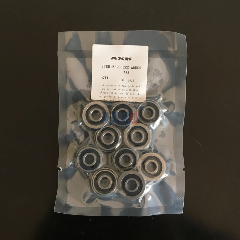 

F695-2RS Bearing 5*13*4mm 10 PCS ABEC-5 Flanged Miniature F695RS Ball Bearings RF-1350DD f695 AXK