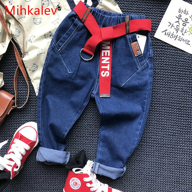 Mihkalev модные детские джинсовые штаны для мальчиков весна осень брюки свободные