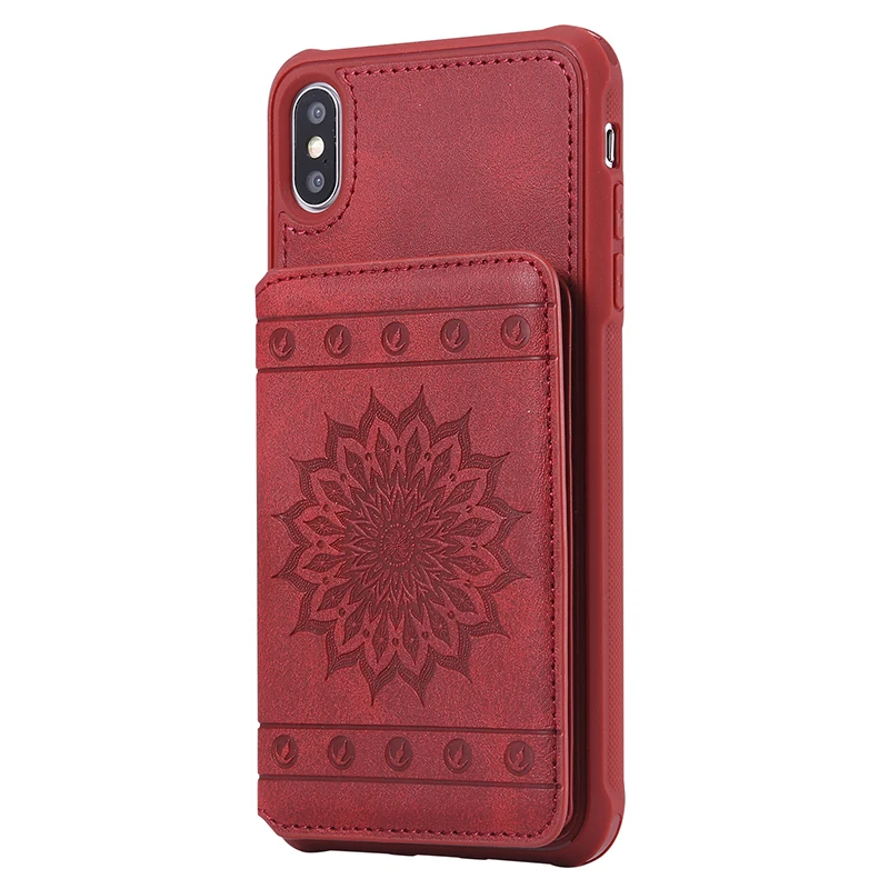 Ретро Флип Бумажник кожаный чехол для телефона для iPhone X XR XS Max тиснение подсолнух цветок Стенд чехол для iPhone 6 6s 7 8 Plus 5S SE чехол