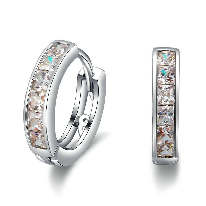

Simple High Quality Women Men Studs Earrings Silver Color Jewelry Classic New