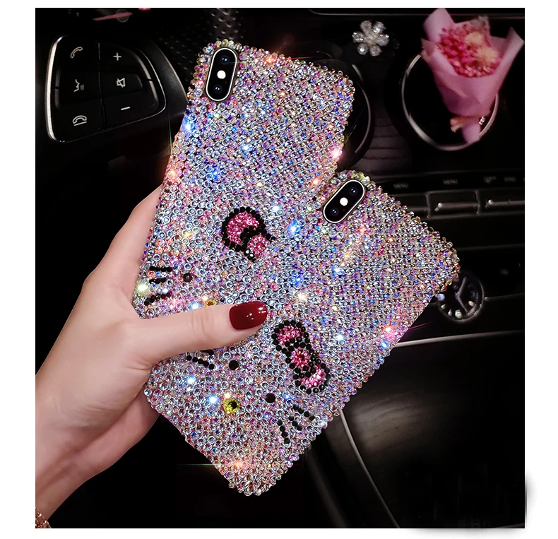 Роскошный блестящий Блестящий милый чехол для телефона с кошкой iphone X XS Max XR Apple 11