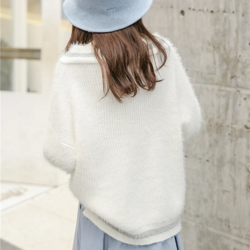 Женский трикотажный свитер в полоску Милый Винтажный Корейском стиле Осень-зима