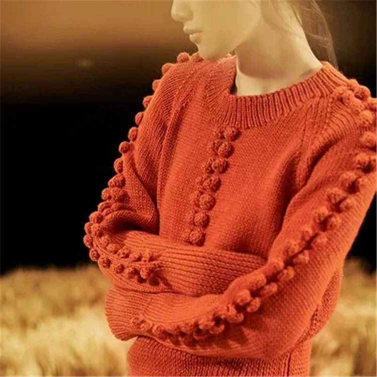 100% ручная работа чистая шерсть вязаная женская мода однотонный свободный