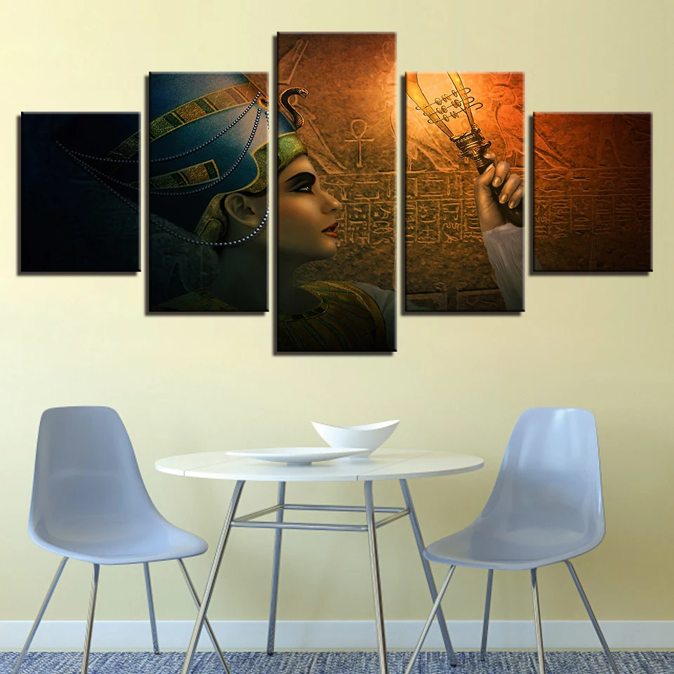 Постеры на холсте с HD-печатью для гостиной 5 шт. картины королевы Египта модульная