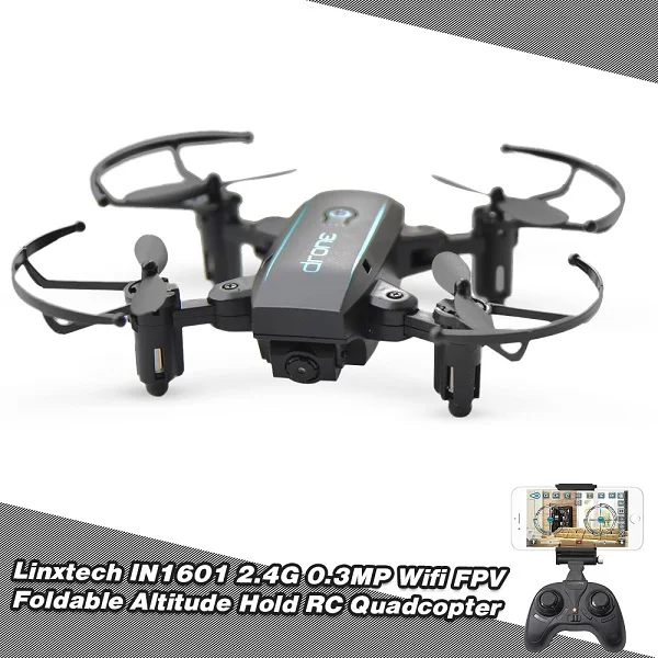 0.3MP-black Linxtech IN1601 мини Радиоуправляемый Дрон с Камера Wi-Fi FPV Складная Высота держать Квадрокоптер 480 P 720 P дистанционного Управление вертолет игрушки - Цвет: 0.3MP-black