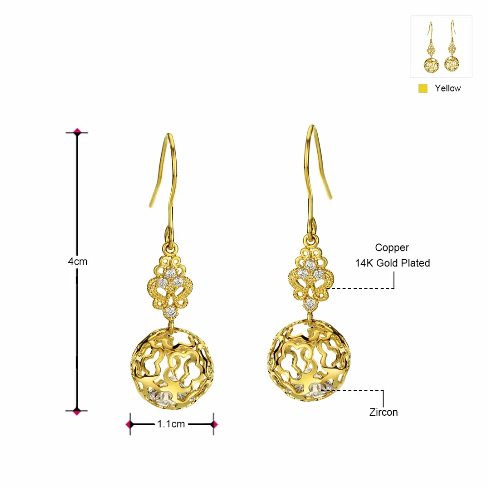 Золотые полые серьги Neoglory в стиле ретро висячие с шариками для женщин 2020 новый