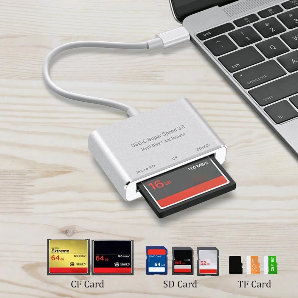 Все в 1 USB Type C to CF SD TF камера внешний кард-ридер для Macbook Pro Air 2018 телефона OTG