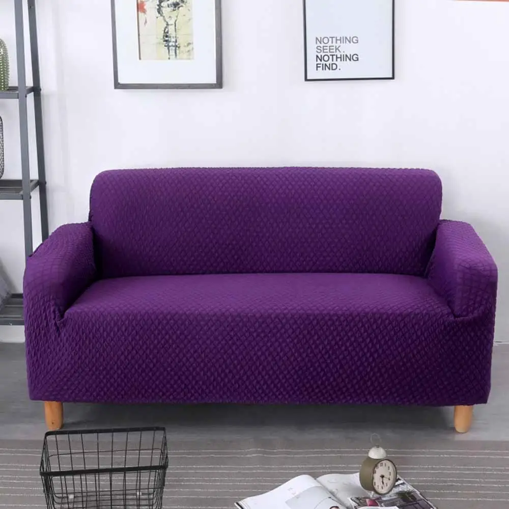 purple Meijuner чехол для дивана сплошной цвет утолщение нескользящий японский вязаный все включено Чехол Эластичный чехол для дивана для гостиной - Цвет: purple