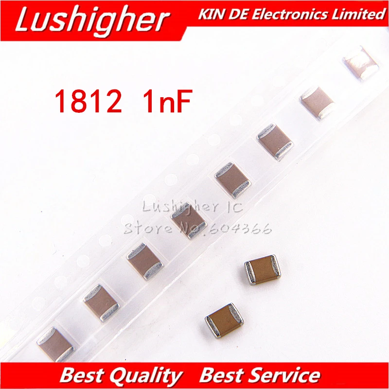 10 шт. керамический конденсатор 1812 4532 1nf 102K 102J 1000PF 500V X7R 10% SMD|Конденсаторы| |