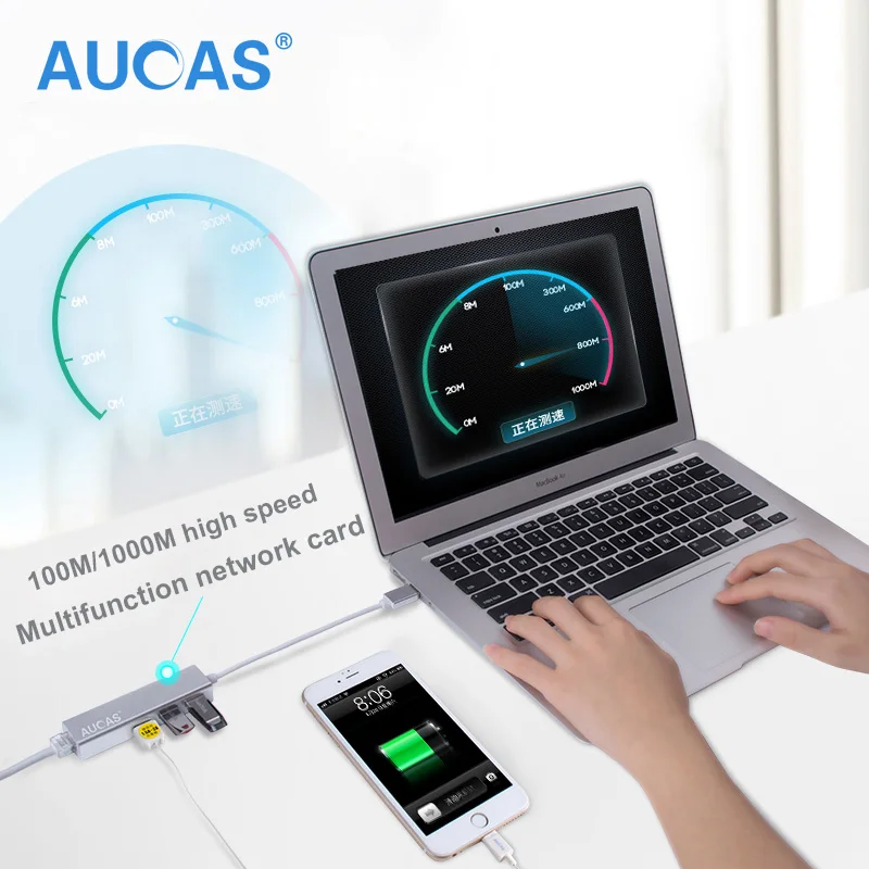 AUCAS Gigabit Ethernet сетевой адаптер RJ45 к USB 3,0 сетевая карта для Windows Micro Switch Ethernet USB адаптер