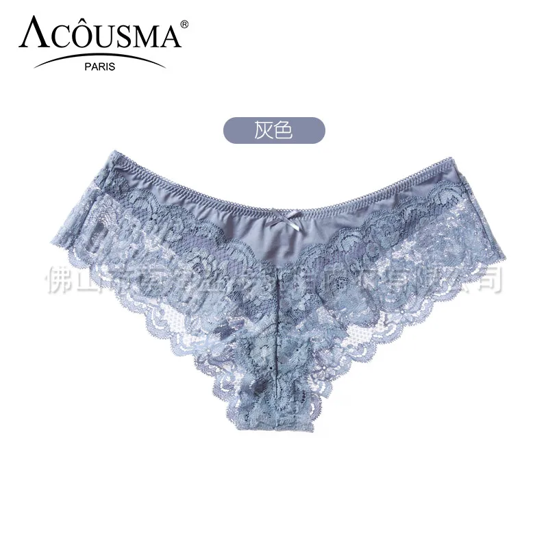 Gray ACOUSMA белье женское очень тонкий сексуальные G-стринги пизда эротические кружевные трусики трусы женские бесшовные трусы кружево кружевное белье 13 цветов - Цвет: Gray